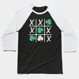 St Patrick's Day Tic-Tac-Toe Lucky Shamrock Baseball T-Shirt